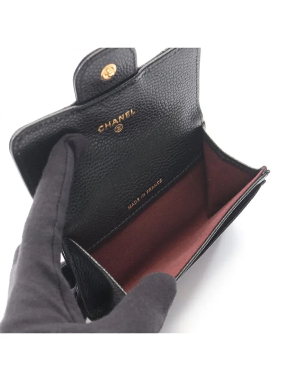 Chanel Card Case Classic Flap Quilted Black Caviar Leather